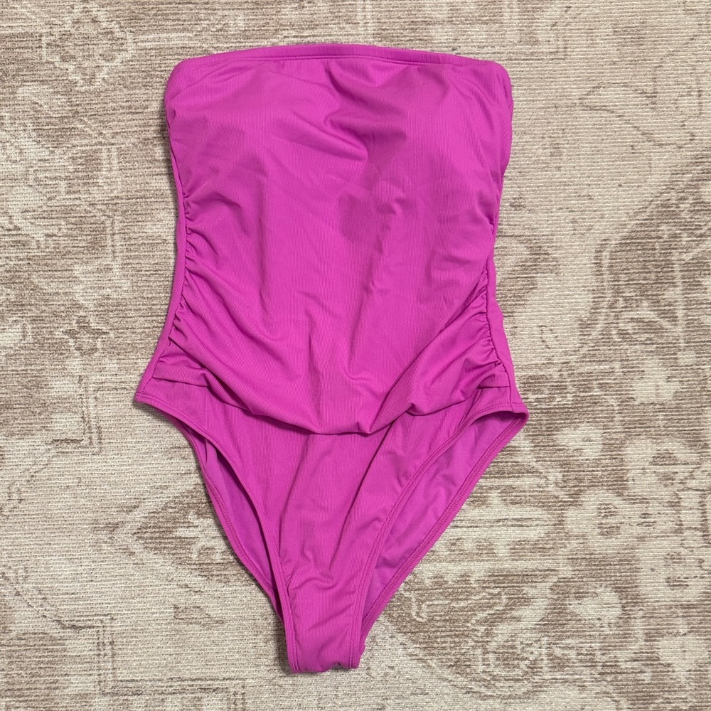 Shade & Shore Fuchsia Strapless One-Piece Swimsuit